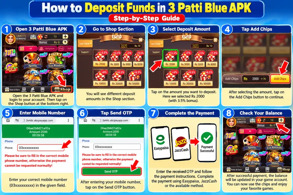 How to Deposit Money in Teen Patti Blue – Easy Guide 2026